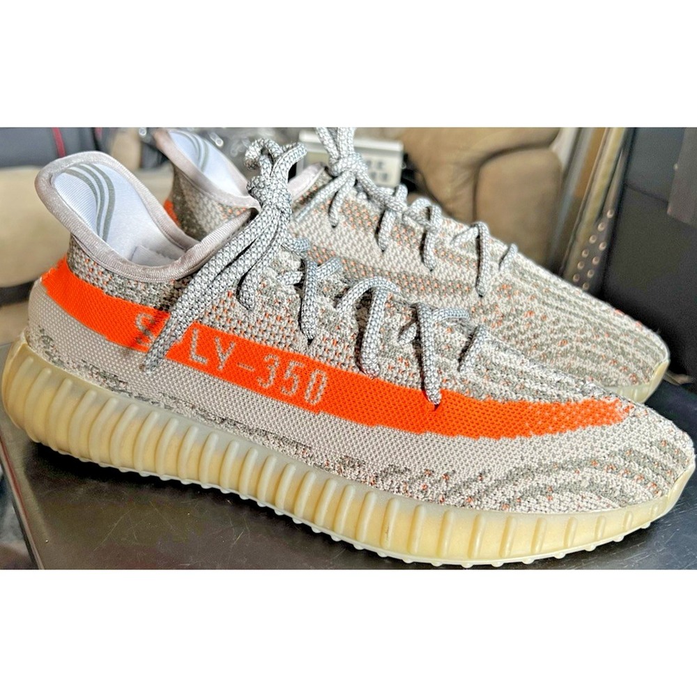 Adidas Yeezy Boost 350 V2 Beluga Reflective Men's Size 9.5 Gray Orange Sneakers